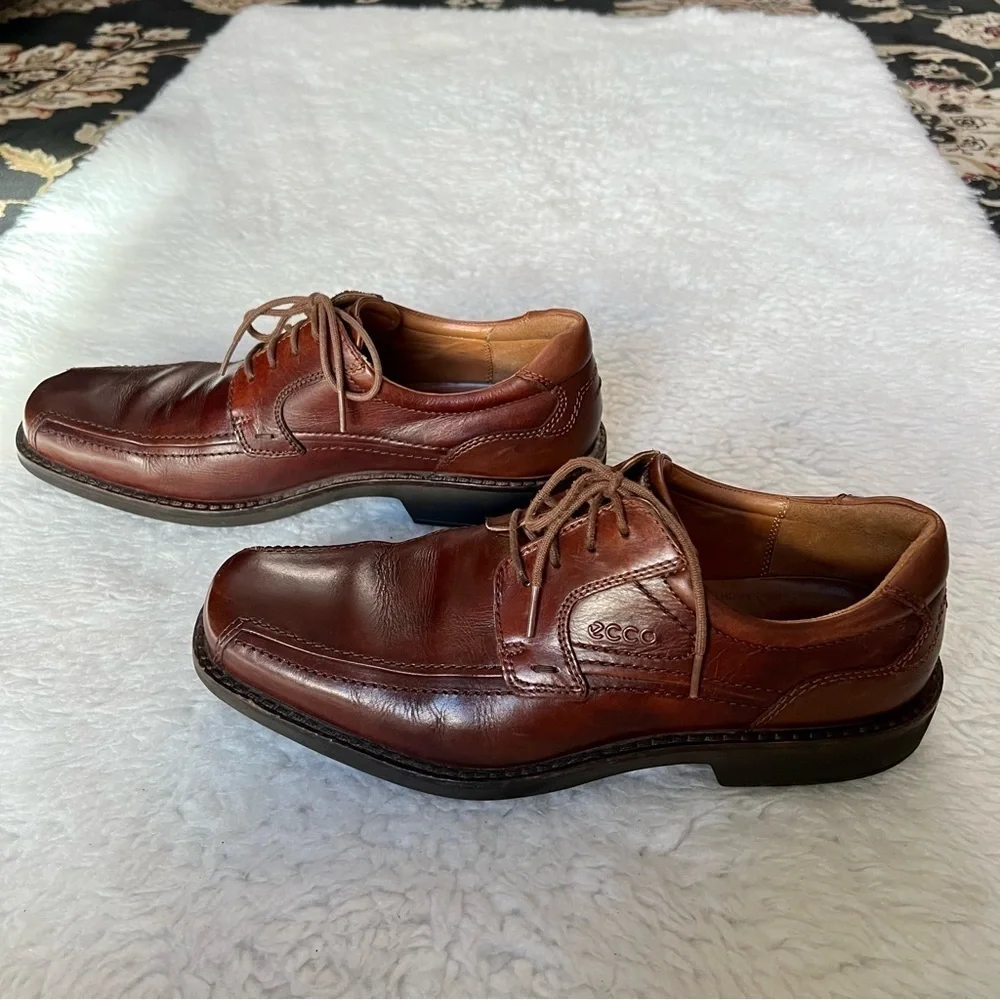 Ecco Brown Leather Oxford Men’s Comfort Shoes size 43 US 10